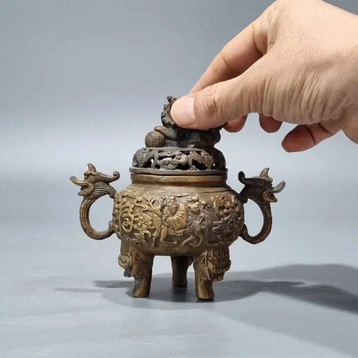 [BUNJANG] Da Ming Xuan De Mark Bronze Tripod Censer / 대명선덕 관지 청동 삼족 향로