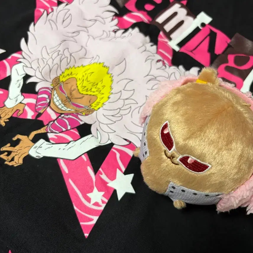 [BUNJANG] One Piece Doflamingo T-Shirt &amp; Amimalu Plush / 원피스 도플라밍고 티셔츠 아미마루 누이