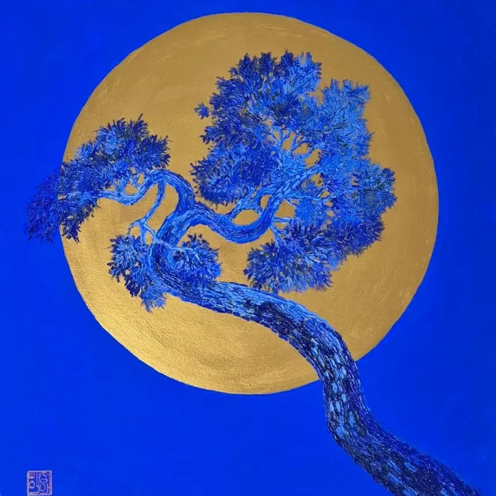[BUNJANG] Heo Sung-ae Dalbit Sonamu (No. 10) Oil on Canvas Painting / 허성애-달빛소나무(10호)/신작/보증서