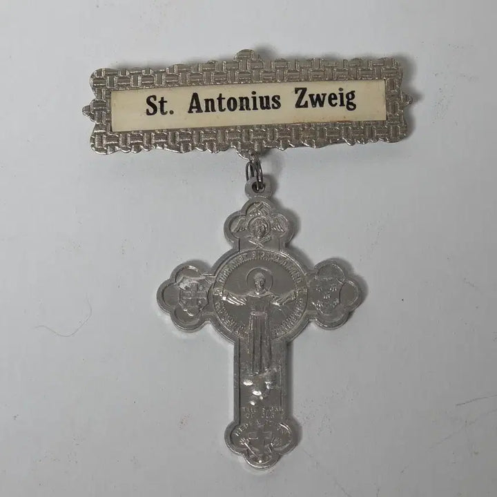 [BUNJANG] 1930s Catholic Cross Badge Emblem - Secular Franciscan Order / 1930년대에 제작된 가톨릭 십자가 뺏지 휘장
