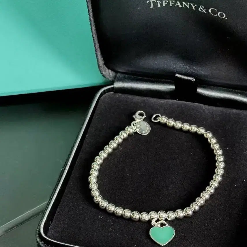 [BUNJANG] Tiffany &amp; Co. Mint Heart Bracelet 17cm / 티파니앤코 팔찌 민트 하트
