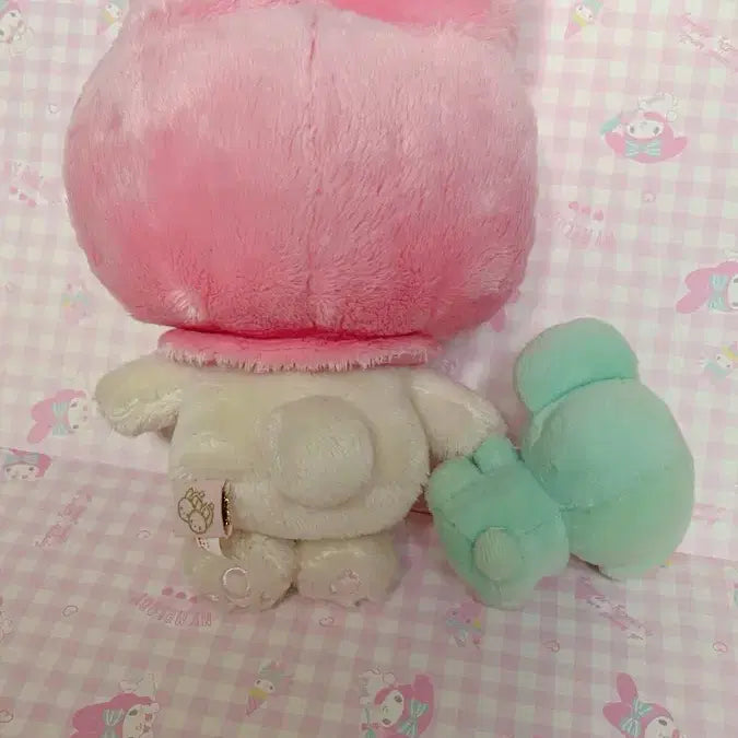 [BUNJANG] My Melody 2009 Pink Plush with Popo Sticker Set / 2009년 고전마멜 포포를 안고있는 핑크 마이멜로디 인형, 스티커 세트