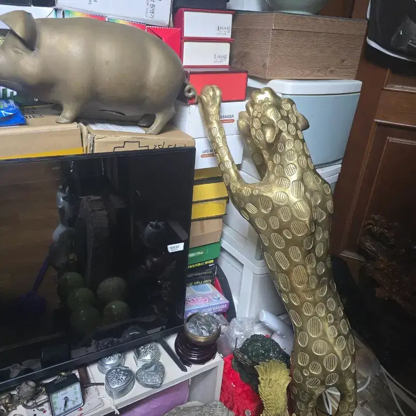 [BUNJANG] Large Brass Leopard Statue / 대형 황동 표범 조각상