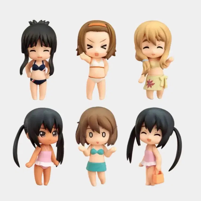 [BUNJANG] K-On! Nendoroid Puchi Swimsuit Figure Bundle Set (6 Types) / (미개봉/일괄)케이온 넨도로이드 푸치 수영복 피규어 아즈 사미오유이리츠무기