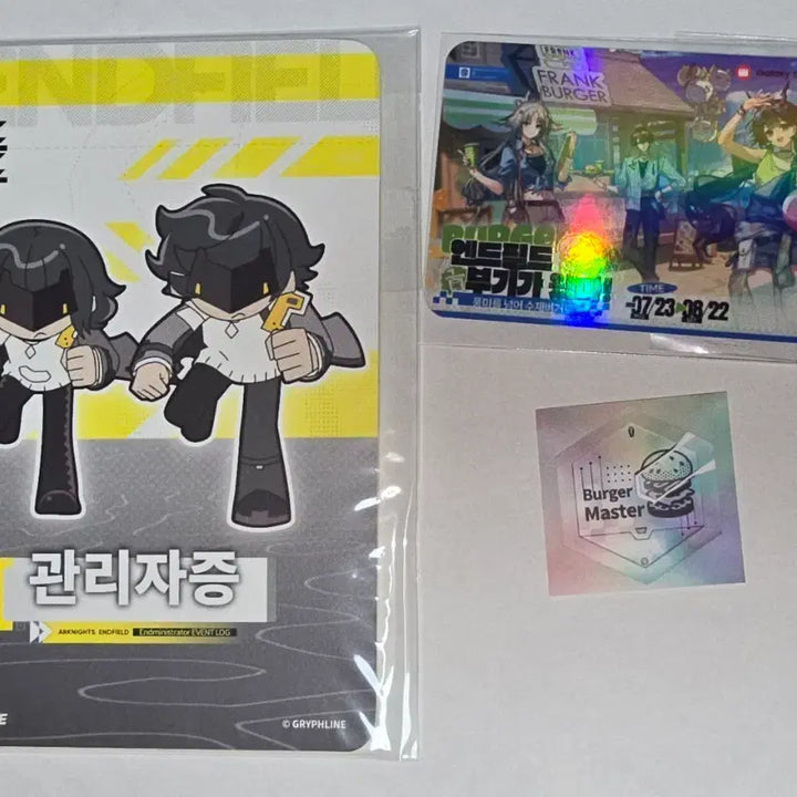 [BUNJANG] Arknights Enfield Frankburger Management ID Card, Sticker, Medal, Gals Galaxy Store Exclusive / 명일방주 앤드필드 프랭크버거 신촌 팝업 특전 관리자증 리딤 식각 훈장 스티커 갤스 갤럭시 스토어 카뮤 결 진천우