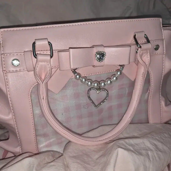 [BUNJANG] Pink Ribbon Heart Charm Ita Bag / 지뢰계 양산형 핑크 리본 하트 참 이타백
