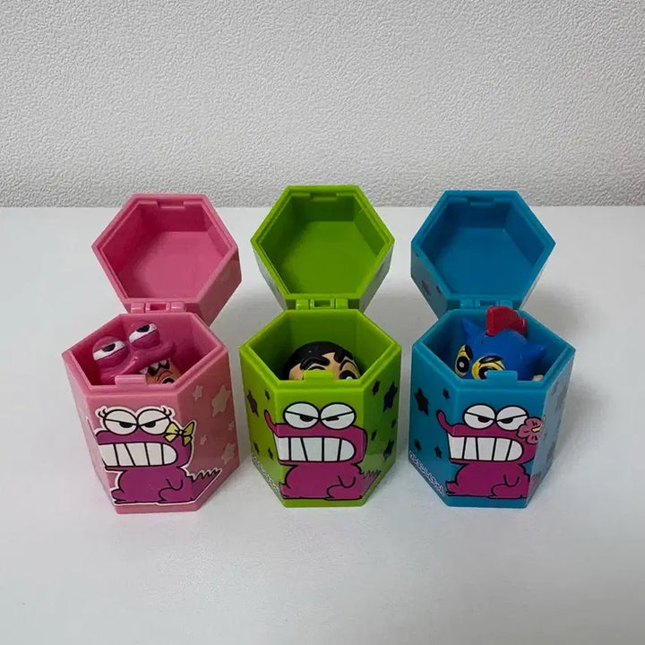 [BUNJANG] Vintage Crayon Shin-chan Chocobi Box Figures Set of 3 / 고전 짱구 초코비통 피규어 3종 일괄 판매합니다