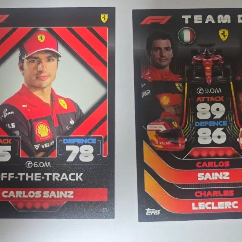 [BUNJANG] 2022 Topps Turbo Attax Carlos Sainz Charles Leclerc Ferrari Set / 2022 F1 탑스 터보 어택스 turbo attax  카를로스 사인츠 샤를 르클레르 페라리 세트