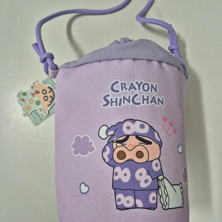 [BUNJANG] Crayon Shin-chan Drawstring Bag Lavender / 짱구는못말려 크레용신짱 복조리백 라벤더
