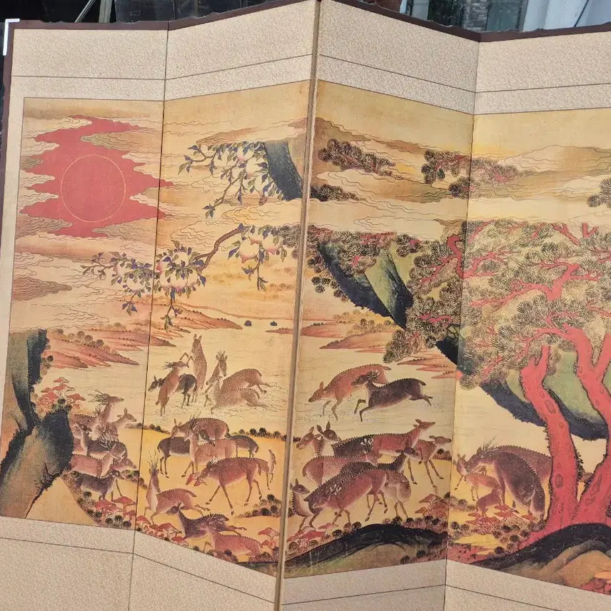 [BUNJANG] 8-Panel Minhwa Folding Screen / 35  158  센치8폭 민화병풍가격제시판매