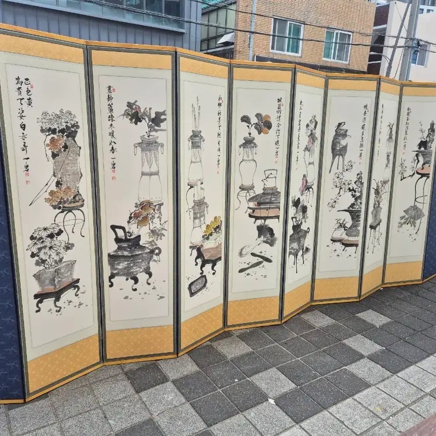 [BUNJANG] 10-Panel Folk Painting Screen / 민화그림 10폭앞됫면45   180센치