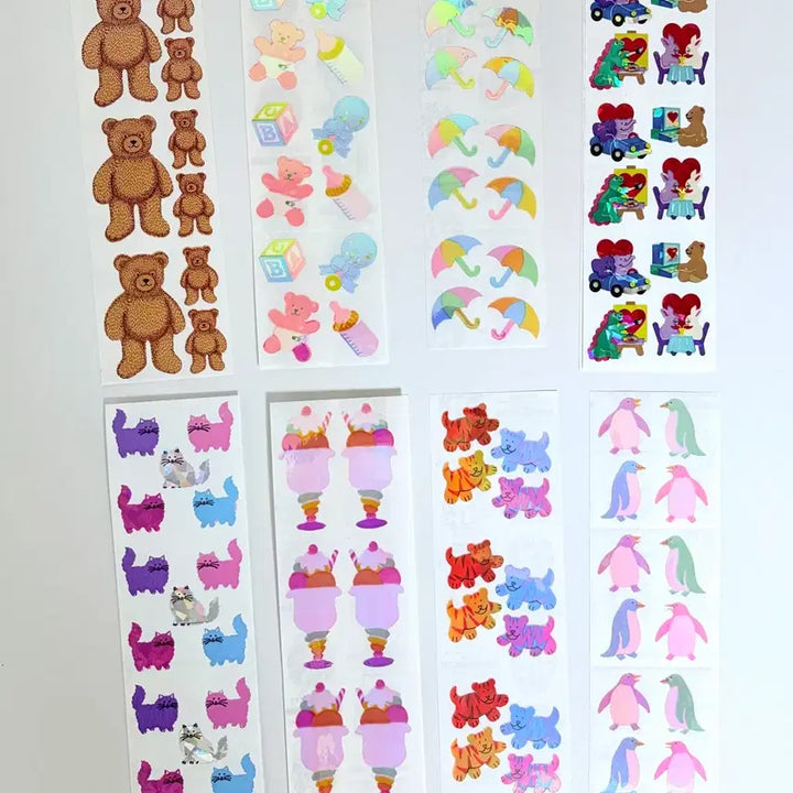 [BUNJANG] Sandy Lion Teddy Pearly Vintage Sticker Set / 샌디라이온 테디 펄리 고전 문구 빈티지 스티커 다꾸