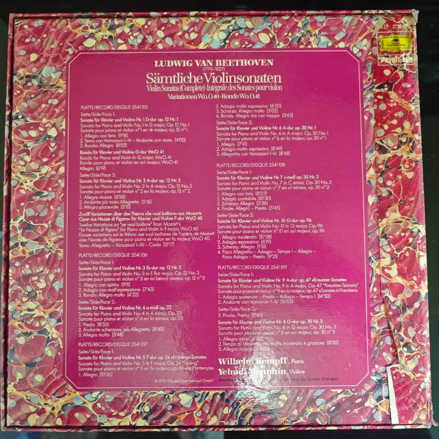[BUNJANG] Ludwig van Beethoven Violin Sonatas Complete Works Box Set LP / 베토벤 바이올린 소나타 전집 LP 박스셋
