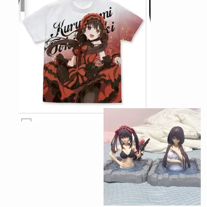[BUNJANG] Date A Live Tokisaki Kurumi Full Graphic T-Shirt &amp; Onsen Figure Bundle Set / 일괄)) 데이트 어 라이브 토키사키 쿠루미 풀 그래픽 티셔츠 , 온천피규어
