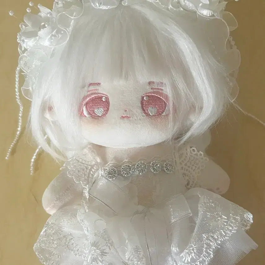 [BUNJANG] 20cm Unspecified Cotton Doll Wedding Dress Bundle Set / (최저가/옷포함) 웨딩 드레스 원피스 머리띠 포함 무속성 솜깅 솜인형 20cm