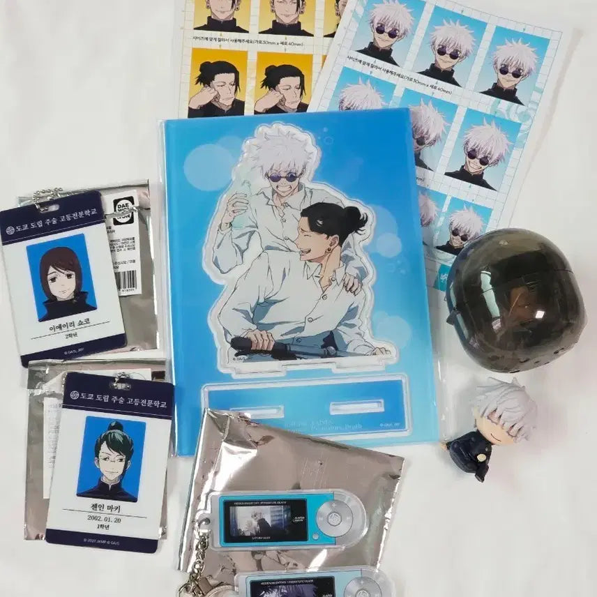 [BUNJANG] Jujutsu Kaisen MAPPA Pop-up Acrylic Stand, Player Keychain, ID Card, POB, and Shoulder Hug Gketo Bundle / 주술회전 마파 팝업 회옥옥절 아크릴 플레이어풍 키링 등 일괄 고죠 게토
