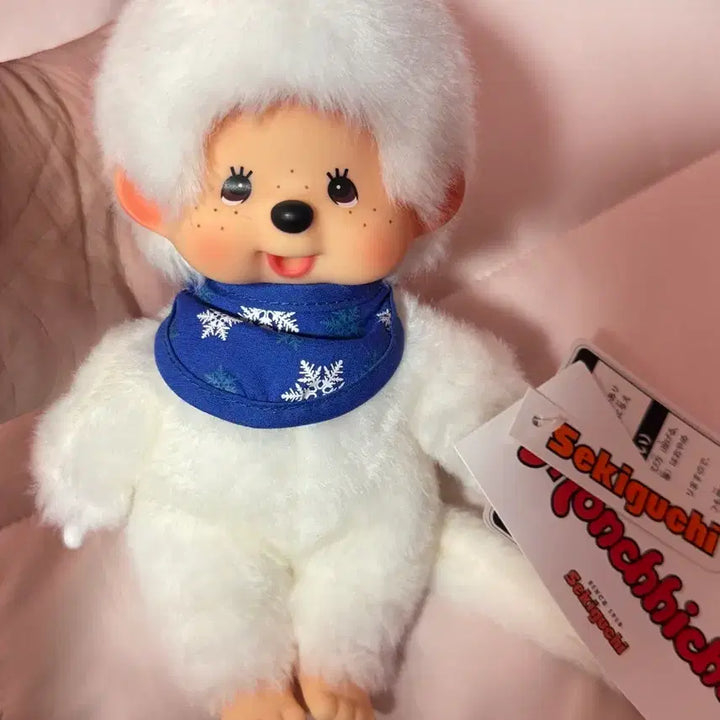 [BUNJANG] White Snow Flower Monchhichi Rare Doll / 화이트 눈꽃 몬치치 희귀몬치치 택 ㅇ