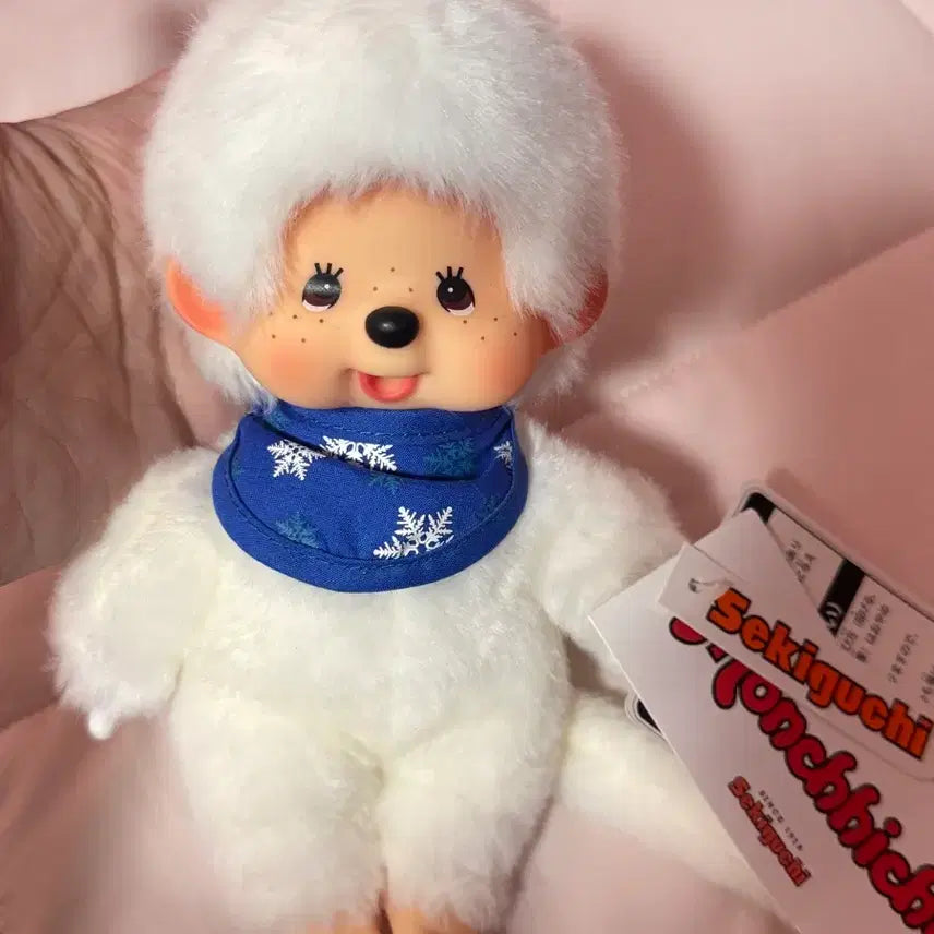 [BUNJANG] White Snow Flower Monchhichi Rare Doll / 화이트 눈꽃 몬치치 희귀몬치치 택 ㅇ