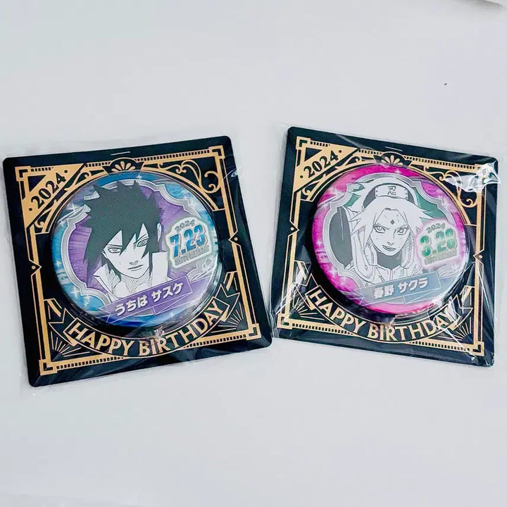 [BUNJANG] Naruto Uchiha Sasuke &amp; Haruno Sakura Birthday Can Badge Set / 나루토 우치하 사스케 하루노 사쿠라 사스사쿠 생일캔뱃지 세트