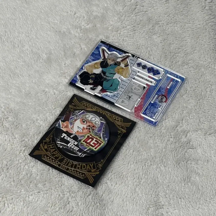 [BUNJANG] Demon Slayer Tengen Uzui 2020 Birthday Diorama Acrylic Stand &amp; 2021 Can Badge Bundle Set / 귀멸의칼날 귀칼 우즈이 텐겐 2020 생일 디오라마 아크릴 스탠드 &amp; 2021 캔뱃지