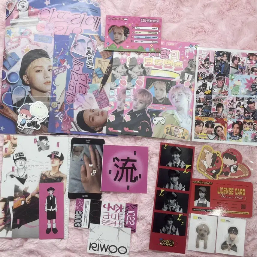 [BUNJANG] BOYNEXTDOOR Riwoo &amp; Yunhak Birthday Cafe Bundle Set Calendar &amp; Lucky Draw Sticker Set / 보넥도 리우 운학 생일카페 특전 달력 럭드 보이넥스트도어 생일 생일컵 일괄