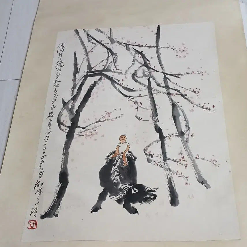 [BUNJANG] Chinese Painting "I-Gayeom Mok-U-Do" Scroll / 중국그림이가염목우도 족자