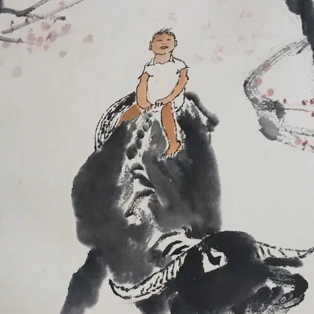 [BUNJANG] Chinese Painting "I-Gayeom Mok-U-Do" Scroll / 중국그림이가염목우도 족자