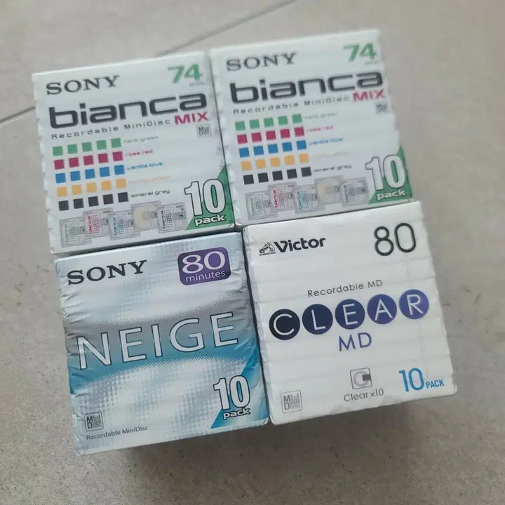 [BUNJANG] Sony Bianca 74-min MD Mix 10-Pack, Sony Neige 80-min MD 10-Pack, Victor Clear 80-min MD 10-Pack Bundle / 소니 비앙카 74분 MD믹스 10팩 / 소니 네이지 80분 MD 10팩 / 빅터 클리어