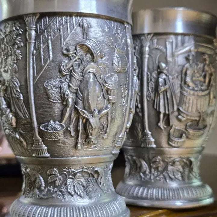 [BUNJANG] Vintage Pewter Cups Set of 2 / 주석 컵 2개 세트 빈티지 틴 주석 컵 (높이11cm 지름7.5cm)
