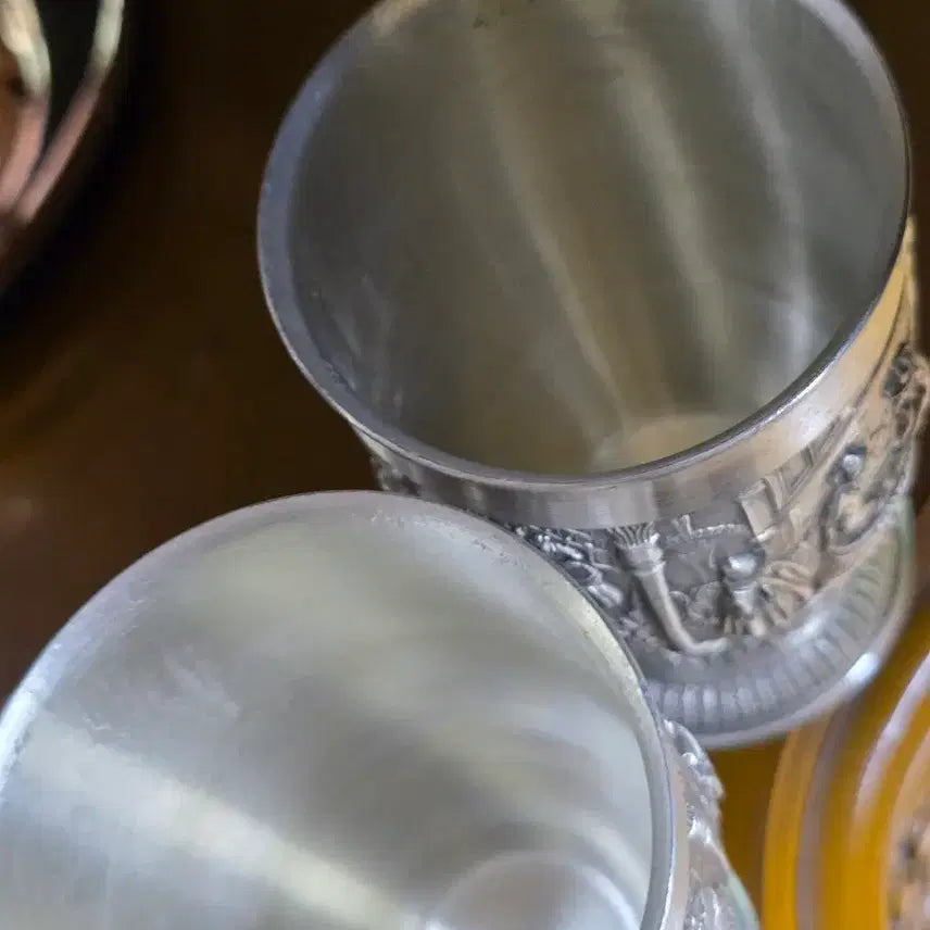 [BUNJANG] Vintage Pewter Cups Set of 2 / 주석 컵 2개 세트 빈티지 틴 주석 컵 (높이11cm 지름7.5cm)
