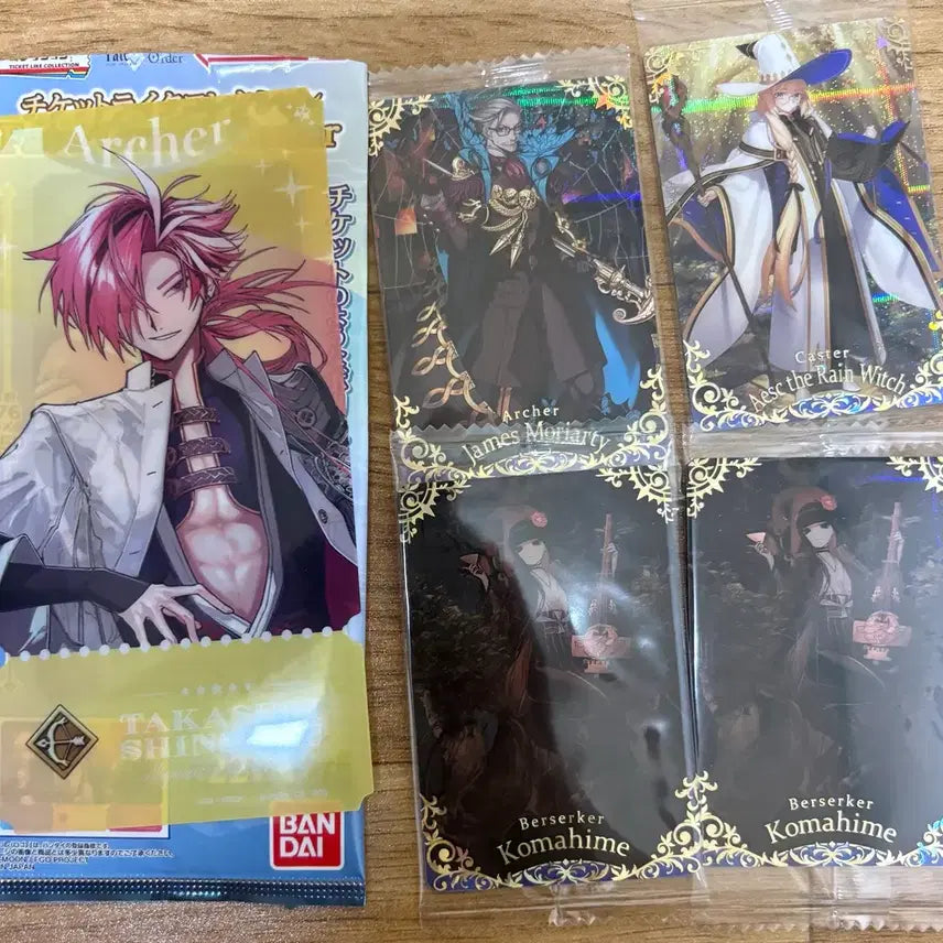 [BUNJANG] Fate/Grand Order Takasugi Shinsuke, Twaneriko, Moriarty, Komahime Ticket-Style Clear Card Set / Fate/Grand Order 페그오 티켓 타카스기 토네리코 웨하스 신챠 모리어티 코마히메