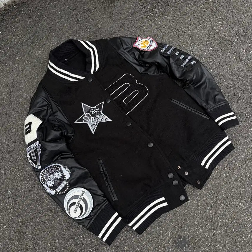 [BUNJANG] Big Bang 2012 Tour Varsity Jacket Leather Baseball Jacket M / 빅뱅 2012 투어 굿즈 비시티 자켓 가죽 야구 잠바 M