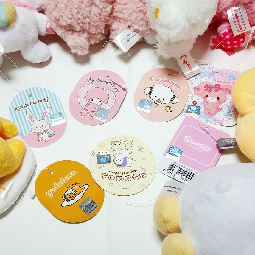 [BUNJANG] Sanrio Authentic Plush Charm Set (7 Types) / 일괄)산리오 정품 인형 키링 7종 세트_코기뮹,마이피아노,본본리본,위시미멜,아히루노페클,구데타마,딩구리데이즈 마슈_마스코트 미니 누이