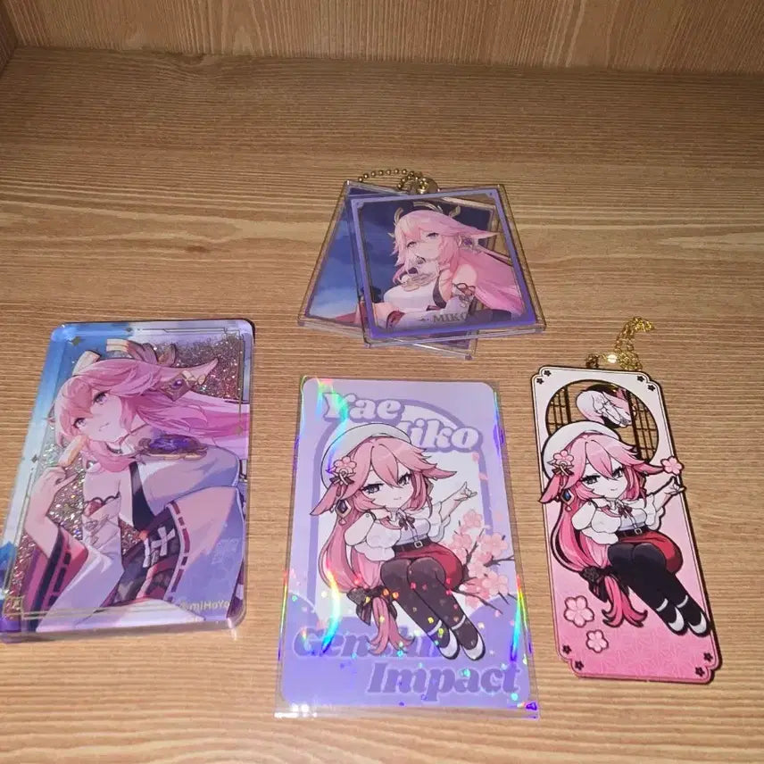 [BUNJANG] Genshin Impact Yae Miko Acrylic Standee / Keychain / Card Bundle / 원신 야에 미코 아크릴 스탠드/키링/카드 일관 팝니다