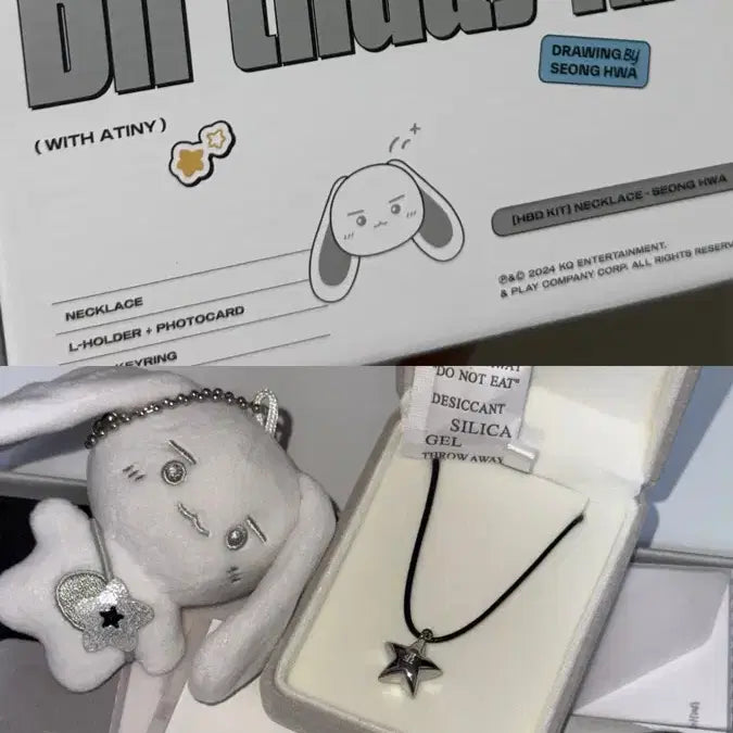[BUNJANG] ATEEZ Seonghwa Birthday MD 2024/2025 Necklace &amp; Ring Set / 에이티즈 성화 생일 md 엠디 seonghwa 2024 2025 birthday kit 실버니 목걸이 반지 세트