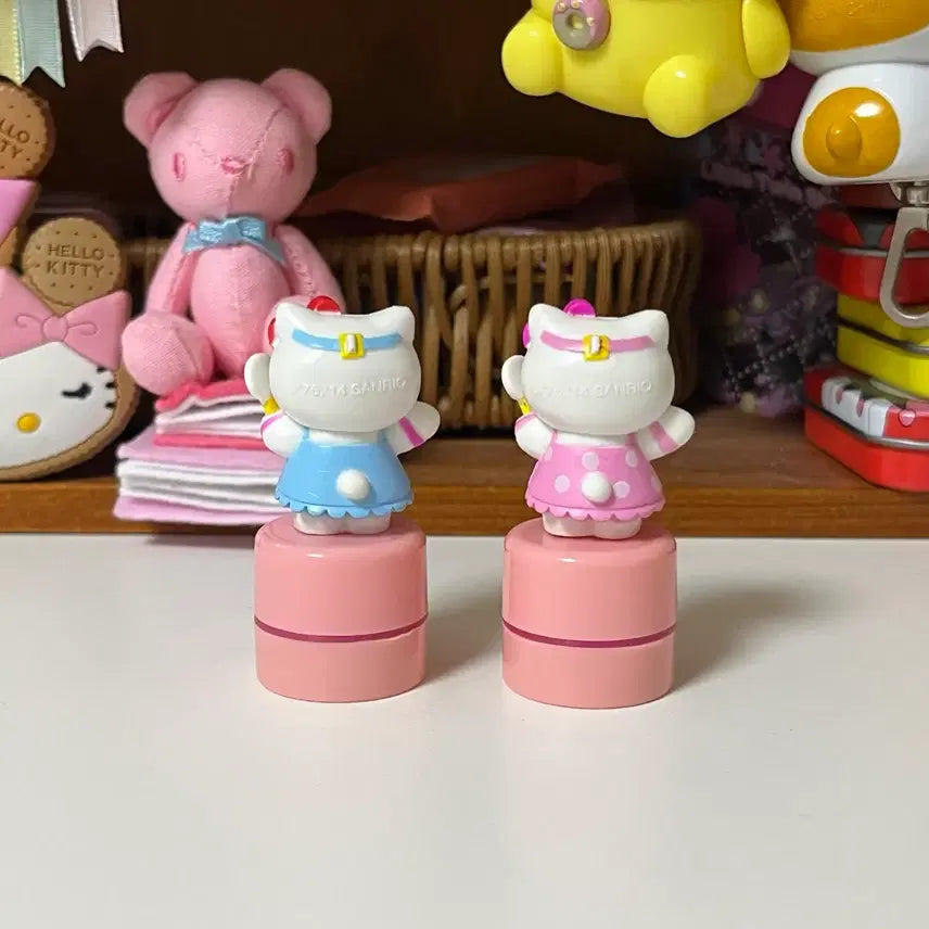 [BUNJANG] Vintage Kitty Strap Figure Stamp Set / [세트]고전키티 키티스트랩 캔디키티 피규어 스탬프 도장