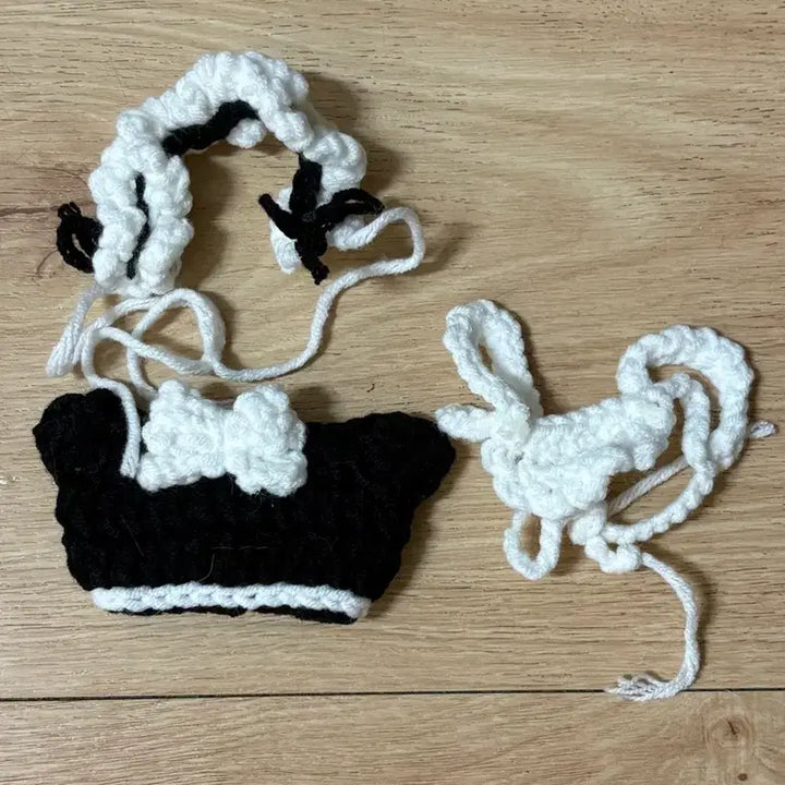 [BUNJANG] 10cm Doll Knitting Maid Outfit / 10cm 인형 옷 옷장 뜨개 메이드복