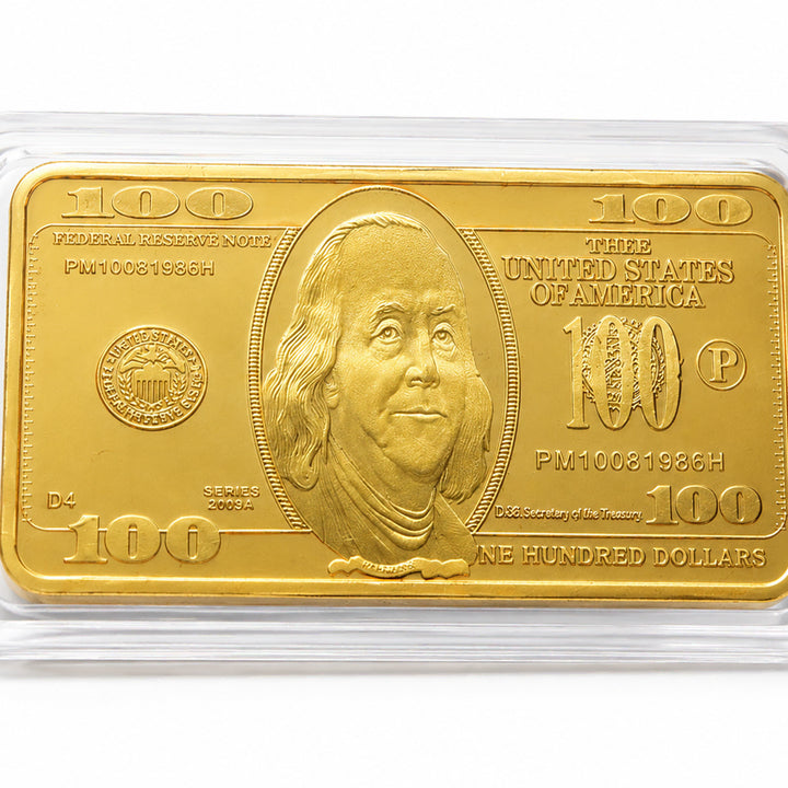 [BUNJANG] Decorative US $100 Bill Gold Bar Replica with Case / 미국 100달러 기념 장식용 골드바 모형 (플라스틱 케이스 포함)