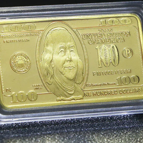 [BUNJANG] Decorative US $100 Bill Gold Bar Replica with Case / 미국 100달러 기념 장식용 골드바 모형 (플라스틱 케이스 포함)