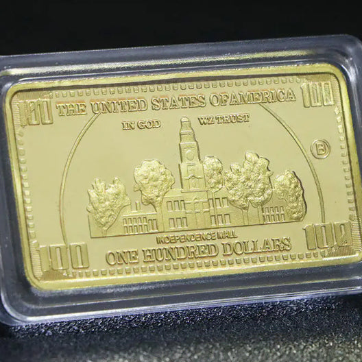 [BUNJANG] Decorative US $100 Bill Gold Bar Replica with Case / 미국 100달러 기념 장식용 골드바 모형 (플라스틱 케이스 포함)