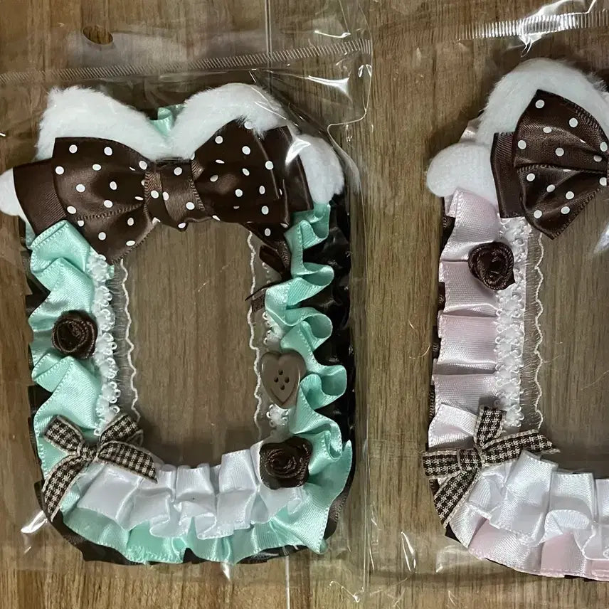 [BUNJANG] Handmade Ribbon Lace Photocard Holder Toploader (Mint Chocolate) / 리본 레이스 탑꾸 포카홀더 탑로더 수제 민트 초코 초록 그린