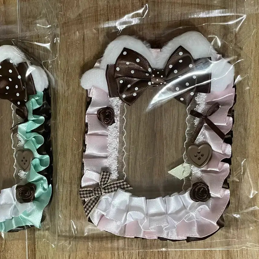[BUNJANG] Handmade Ribbon Lace Pink Choco Photocard Holder Toploader / 리본 레이스 탑꾸 포카홀더 탑로더 수제 핑크 초코 분홍