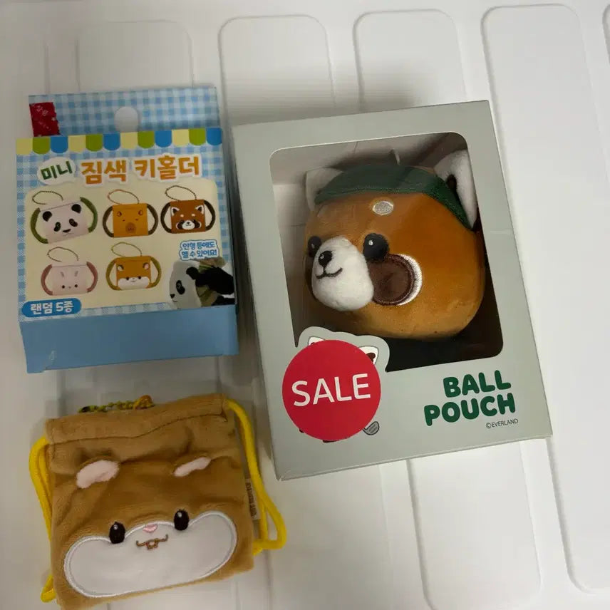 [BUNJANG] Everland Red Panda Ball Pouch Keychain Set / 에버랜드 레서판다 볼파우치 키홀더 일괄