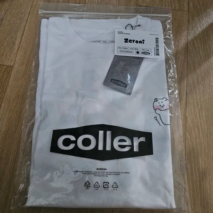[BUNJANG] Zeroni Collar T-Shirt White Large / Zeroni 콜러 티셔츠 화이트 라지