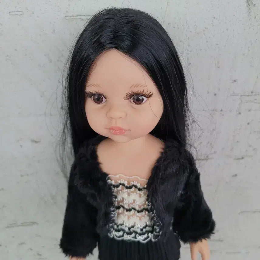 [BUNJANG] Paola Reina Doll Black Fur Coat Set / 파올라레이나 인형 블랙 퍼코트