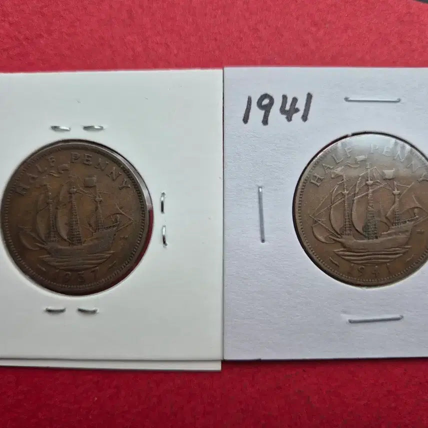 [BUNJANG] King George VI 1/2 Penny Coin Set (1937-1952) - 8 Varieties / 영국 조지 6세 1/2 페니 주화 8종