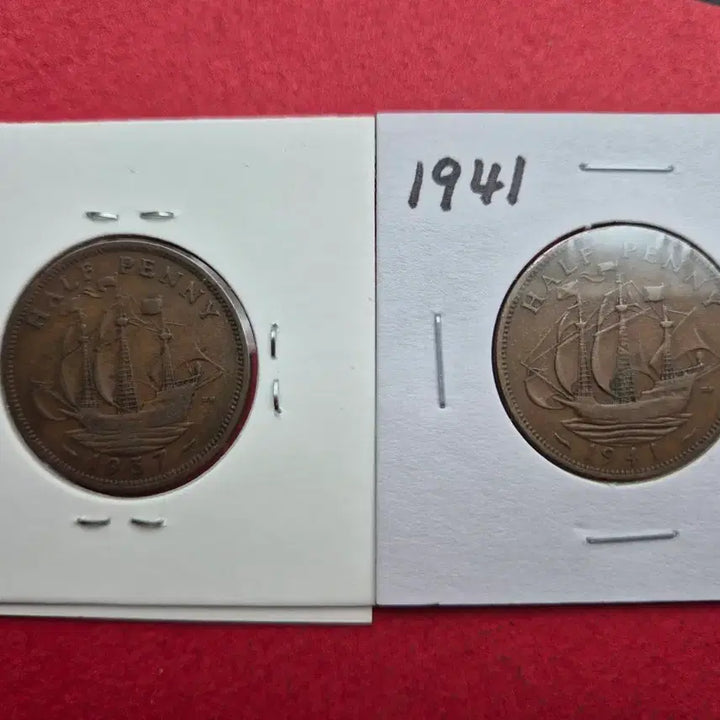 [BUNJANG] King George VI 1/2 Penny Coin Set (1937-1952) - 8 Varieties / 영국 조지 6세 1/2 페니 주화 8종