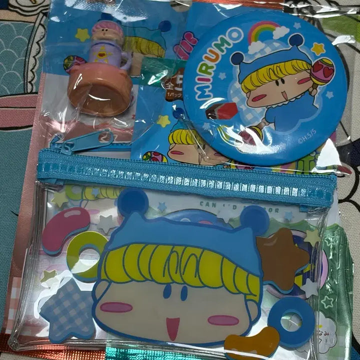 [BUNJANG] Vintage Murmo (Mirmo) Stamp Figure Bundle with Pouch and Mirror / [일괄] 고전 빈티지 미르모 퐁퐁퐁 피규어 스탬프 무르모 + 미르모 파우치 + 손거울
