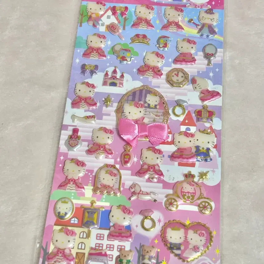 [BUNJANG] Vintage Sanrio Hello Kitty Princess Palace Sticker Set / 고전 산리오 헬로키티 공주풍 스티커 궁전 속눈썹