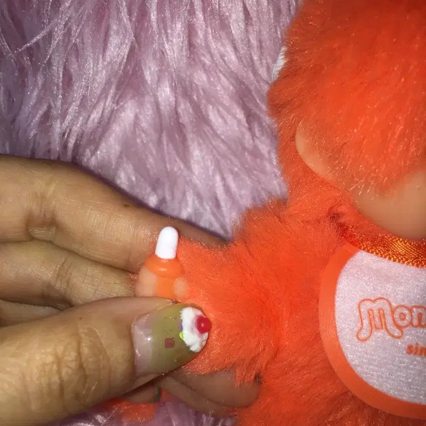 [BUNJANG] Monchhichi Colorful Orange SS Size Keychain / 신상 몬치치 컬러풀 오렌지 주황 키링 키체인  SS 사이즈
